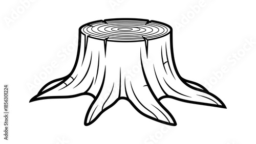 Tree Stump Illustration with Visible Rings.