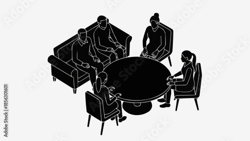 Diverse group of people in a meeting around a round table.