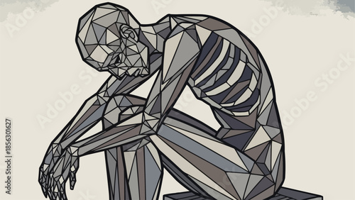 Geometric Human Figure Depicting Sadness and Isolation.