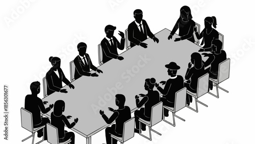 Business Meeting Around a Large Conference Table.