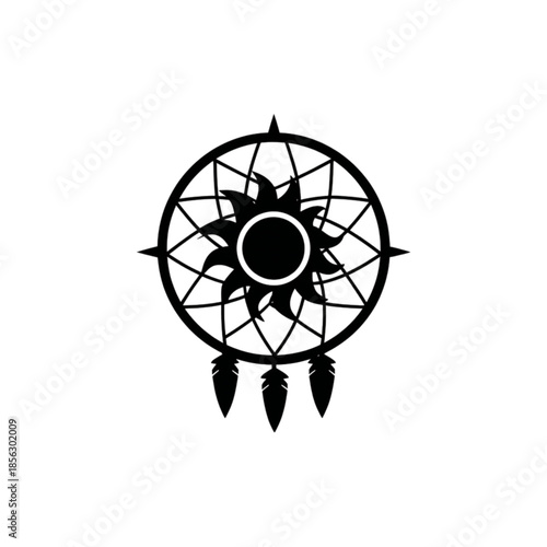 Dreamcatcher with feathers and web Isolated on transparent background.