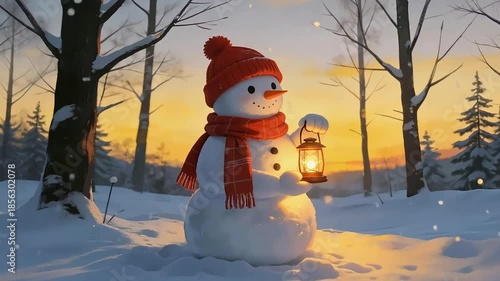 Snowman in a winter landscape 