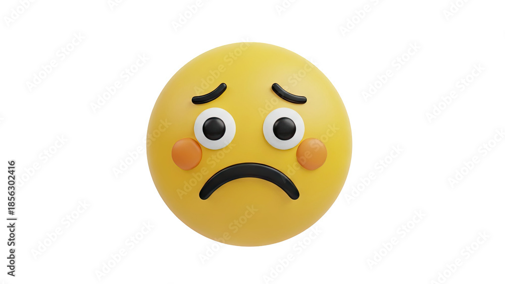 Fototapeta premium 3D Sad Emoji Face on transparent background