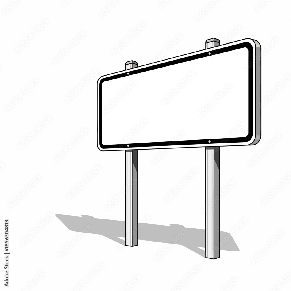 Obraz premium A blank white billboard with a metallic frame and supporting legs is shown