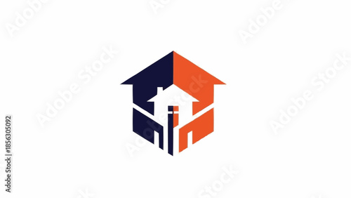 Abstract Home Logo Design Concept with Modern Geometric Shapes.