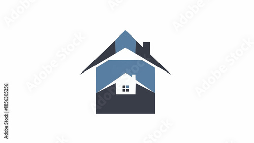 Abstract House Logo Design Concept with Multiple Layers.
