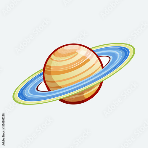 Cartoon Saturn Planet with Rings.