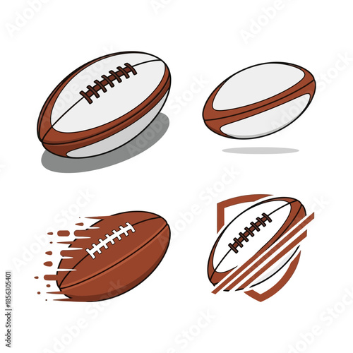 American football illustrations a collection of various ball designs and emblems