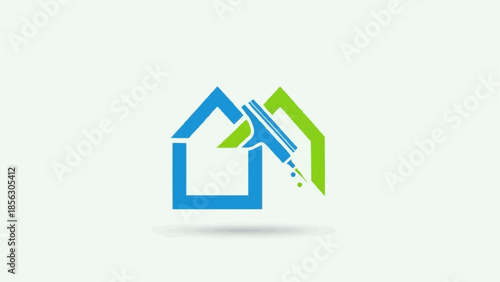 Modern House Cleaning Service Logo Design Concept.