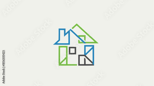 Abstract Geometric House Outline Design Element.