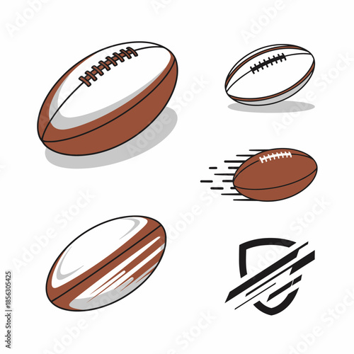Collection of american footballs in various styles and perspectives
