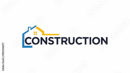 Construction company logo with house outline and text.