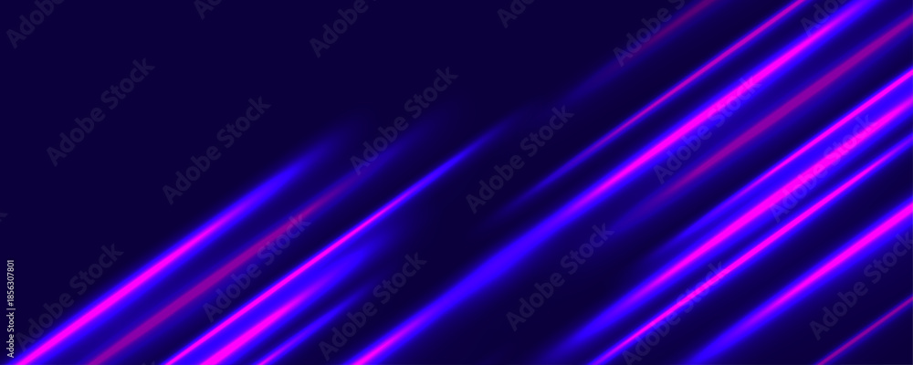 Fototapeta premium Diagonal purple neon light beams