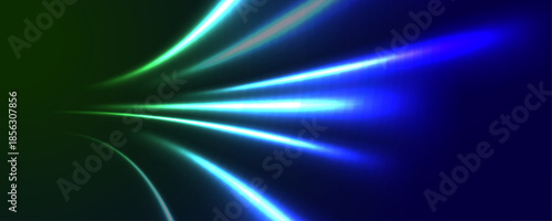 Green and blue neon light trails