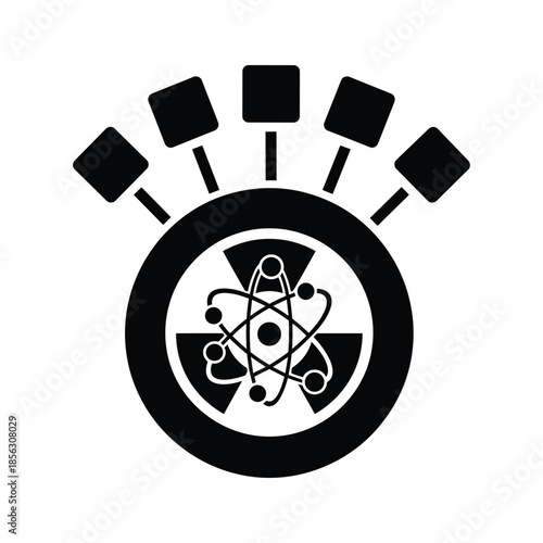 Atomic structure symbol with energy emission