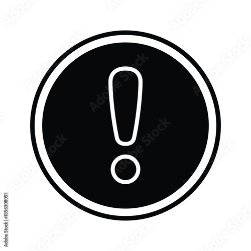 Warning exclamation mark symbol inside black circle