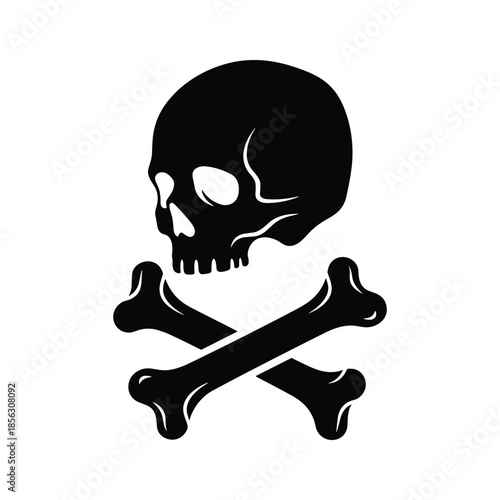 Skull and crossbones symbol on white background