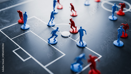 Football(Soccer) Tactics Board with 3D Player Figures Sports Strategy. 3d rendering