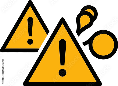 Dual Warning Symbols with Leak or Pressure Release Icon for Hazard Communication alert warning symbol