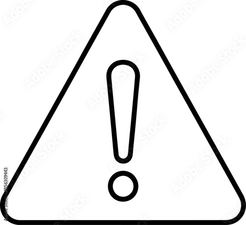 Monochrome Warning Sign Icon with Exclamation Point Outline alert warning symbol