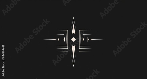 3d render of a metal business compass sign and arrows in the sky illustration as a 3d icon symbol on black and white backgrounds