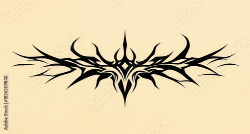 Abstract background vector illustration featuring a black bamboo tree silhouette with elegant leaves and floral patterns for a Japanese nature art design