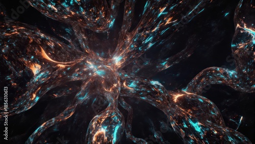 Abstract Cosmic Energy Burst - A Vibrant Display of Celestial Phenomena.