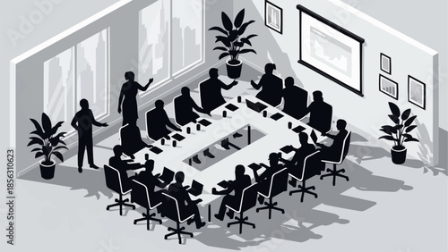 Business Meeting in a Modern Conference Room.
