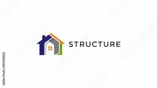 Colorful Abstract House Structure Logo Design.