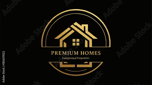 Premium Homes Logo with House Icon and Circular Frame.