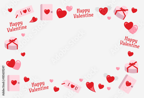 Flat Valentine doodle background design template