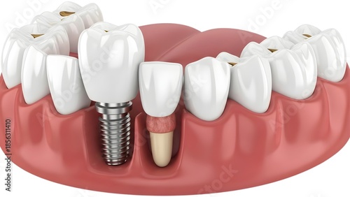 3d illustration of a dental implant replacing a missing tooth