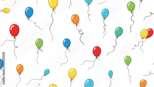 Colorful illustration of numerous balloons floating against a clean white background with vibrant hues.