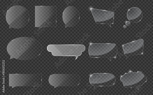 Transparent Glass Speech Bubbles Set