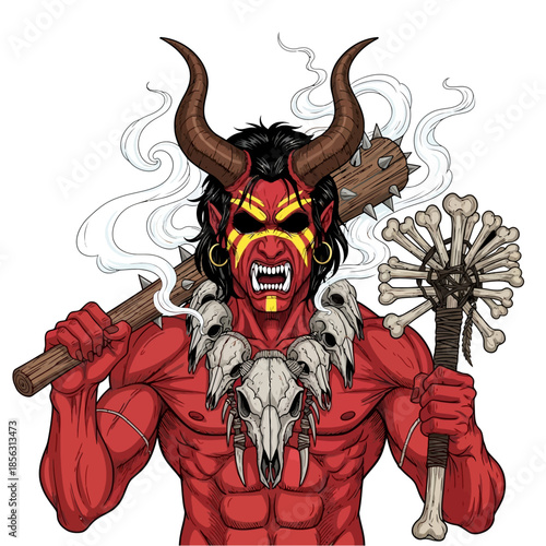 hannya japanese oriental ghost, oni mask tattoo design