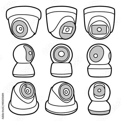 collection of black and white line surveillance camera images