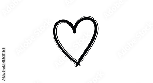 A simple hand-drawn heart icon with a black, messy brush stroke outline, symbolizing love, passion, and raw emotion in a minimalist style.