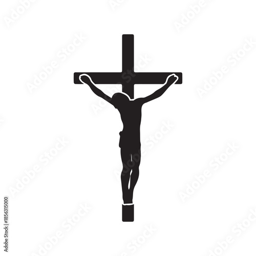 Crucifix / crucifixion of Jesus Christ flat icon for religious apps and websites
