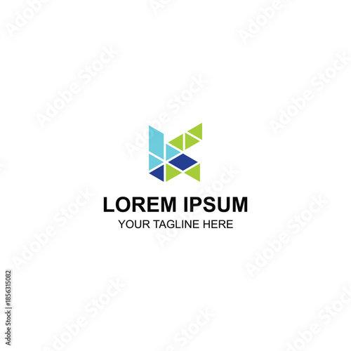 Free Download Modern geometric letter K logo with blue and green with Creative Illustration - GFXLoad
