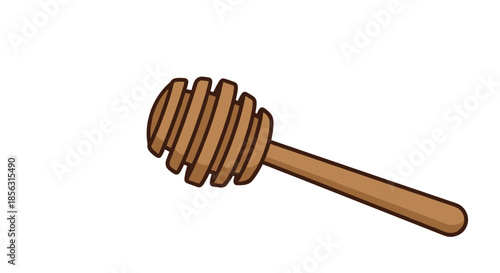 Simple and cute cartoon illustration of a wooden honey dipper stick with an outline, isolated on a plain white background for design use.