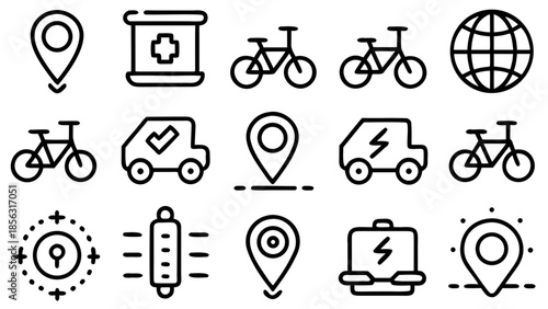 black and white icons set