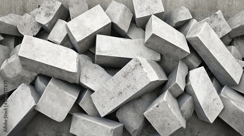 A rough textured pile of jagged concrete debris with sharp edges and gray surfaces