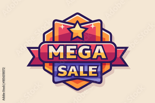 mega sale badge promotion icon vector
