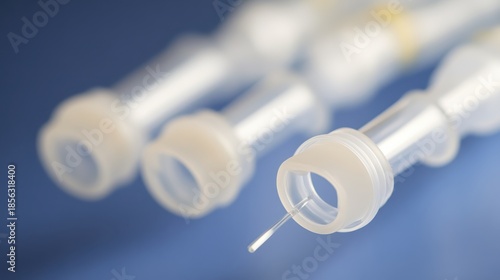 Close up of sterile medical tubing with end cap secured in a laboratory setting