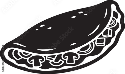 Egg Omelette Silhouette , Breakfast Food Symbol Isolated