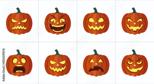 Halloween Icon Set Cute Spooky Cartoon Ghost Pumpkin Witch Illustration