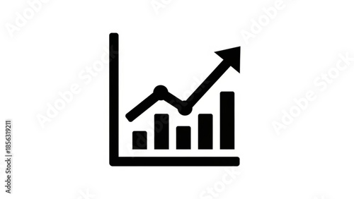 A bar graph with an upward trending arrow indicating growth and success in a business or financial context