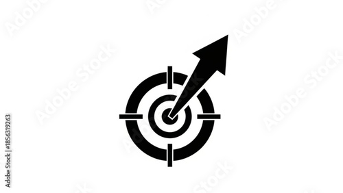 Target with arrow hitting the bullseye symbolizing success and achievement in a simple graphic illustration