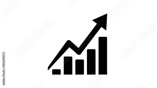 Financial growth graph illustration showing upward trend with increasing bars and arrow
