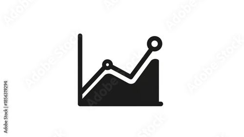 A monochrome graph illustrating a fluctuating trend with an upward trajectory on a white background